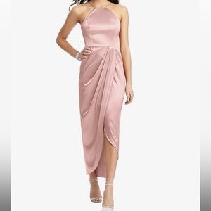 After Six NWT Halter Midi Draped Tulip Skirt Desert Rose Dress Size 12